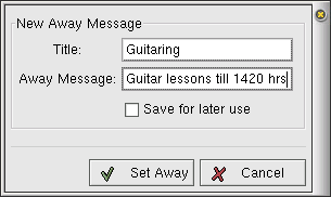 Custom
away message