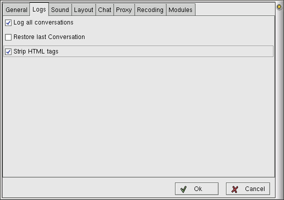 Log
Preferences