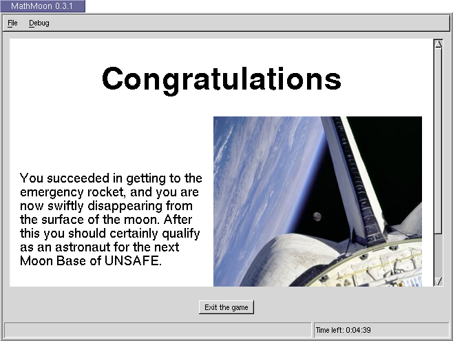 the congratulation screen