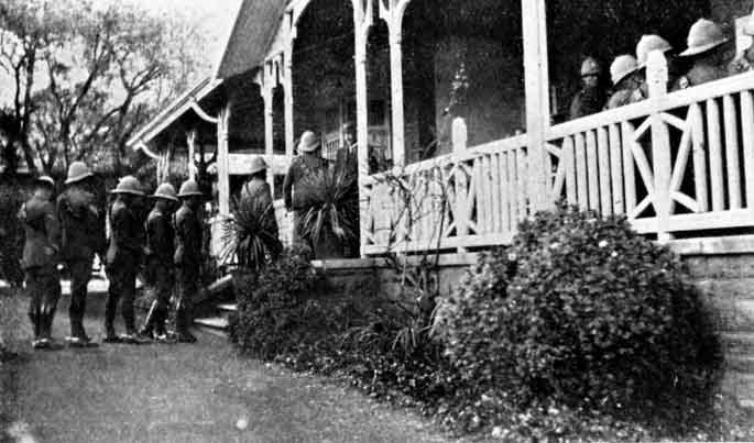 The General receives his Bodyguard at a Garden Party after return